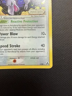 Aerodactyl 1/92 Legend Maker Pokemon Card Reverse Holo MP - Image 5