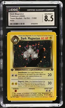 CGC 8.5 Dark Magneton Team Rocket 1st Edition 11/82 Holo Pokemon Card - Image 1