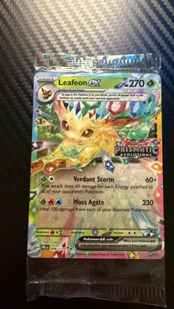 Pokemon Prismatic Evolutions Leafeon ex 006/131 Surprise Box Stamped - Sealed - Image 3
