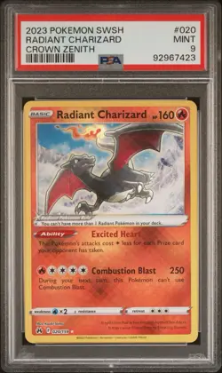 Pokemon Radiant Charizard 020/159 PSA 9 - Crown Zenith Sword & Shield - Image 1