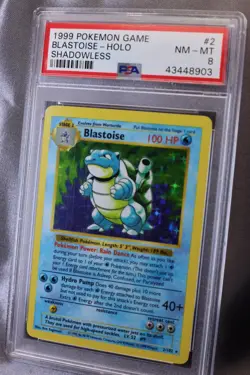 1999 Pokemon Base Set Shadowless BLASTOISE -Holo #2/102, PSA 8 - Image 2