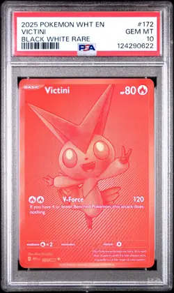PSA 10 2025 POKEMON WHT EN-WHITE FLARE BLACK WHITE RARE #172 VICTINI - Image 1