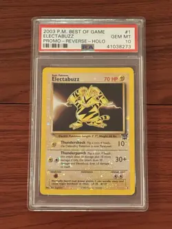 2003 POKEMON BEST OF GAME PROMO #1 ELECTABUZZ-REVERSE FOIL PSA 10 - Image 1