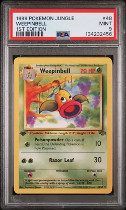 POKEMON CARD 1999 PSA 9 MINT JUNGLE SET 1ST EDITION #48 Weepingbell - Image 1