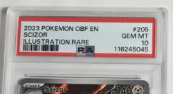 Pokemon 2023 Obsidian Flames Scizor 205/197 IR TCG Holo Card PSA 10 GEM MINT - Image 3
