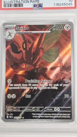 Pokemon 2023 Obsidian Flames Scizor 205/197 IR TCG Holo Card PSA 10 GEM MINT - Image 4