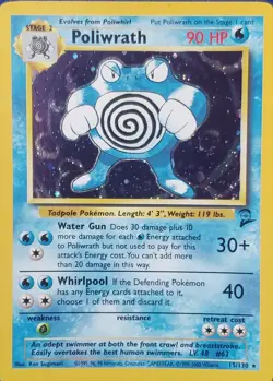 Poliwrath 15/130 Holo Rare WotC Card Pokemon Base Set 2 - Image 1