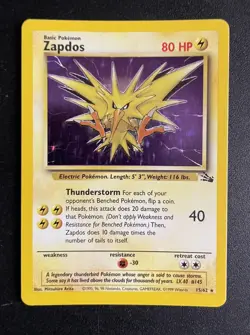 Zapdos | 15/62 | Fossil | Holo Error | Pokemon Card | LP - Image 1