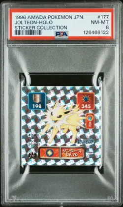PSA 8 Jolteon Amada Holo Sticker Collection #177 1996 Japanese Pokemon - Image 1