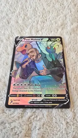 ART CARD TCG Pokemon x Music Post Malone V Posty Dragonite Illustration TEXTURED - Image 5