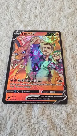 ART CARD ~ TCG Pokemon x Music Jose J Balvin V Charizard Illustration TEXTURED - Image 3