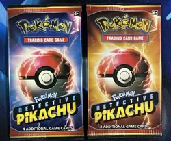 Pokemon TCG Detective Pikachu 4 Card & 2 Card Booster Pack Sealed Lot X2 - Image 1
