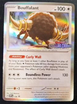 Pokemon TCG Bouffalant 136 Scarlet & Violet Stamped Promo Cards Holo English - Image 1