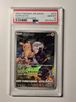 2022 POKEMON JPN SWORD & SHIELD DARK PHANTASMA #073 FULL ART/PIKACHU PSA 10 - Image 1