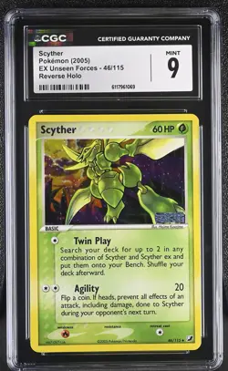 CGC 9 MINT Scyther EX Unseen Forces 46/115 Reverse Holo STAMPED Pokemon Card - Image 1