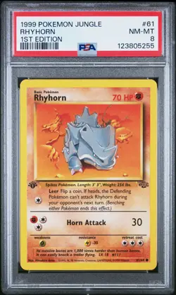 PSA 8 Pokemon Jungle 1999 #61/64 Rhyhorn 1st Edition WOTC TCG English - Image 1