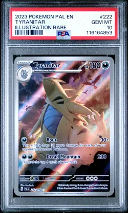2023 POKEMON PAL EN-PALDEA EVOLVED ILLUSTRATION RARE #222 TYRANITAR PSA 10 - Image 1
