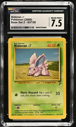 Pokemon - 2000 Base Set 2 #83/130 Nidoran CGC 7.5 FREE SHIPPING (US Only) - Image 1