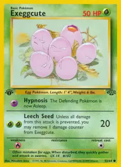 1st Edition Exeggcute 52/64 Common Jungle Pokemon TCG - Image 1