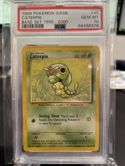 Pokemon PSA 10 - Caterpie- 1999-2000 UK print - Pop 26 - 45/102 - Base Set - Image 1