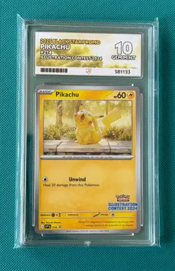 Pokemon Pikachu Illustration Contest 2024 - Black Star Promo - Ace 10 Gem Mint - Image 1