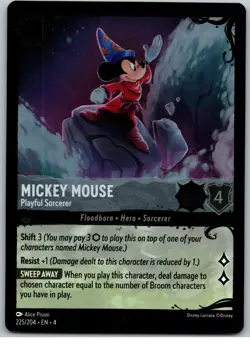 #225 Mickey Mouse Playful Sorcerer FOIL Lorcana Illumineer's Quest Deep Trouble - Image 1