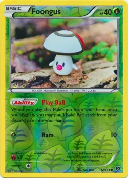 Foongus 12/114 Reverse Holo Steam Siege Pokemon Card NM - Image 1