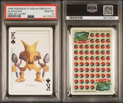 PSA 10 GEM MINT Alakazam Pokemon Stadium Green Playing Card King Of Clubs 1998 - Image 4