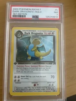 Pokemon Team Rocket Dark Dragonite 1st Edition Holo PSA 7 5/82 English - Image 1