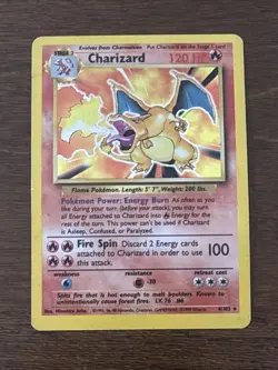 Pokemon TCG Charizard 004/102 Base Set Holo Rare HP Creased - Image 1