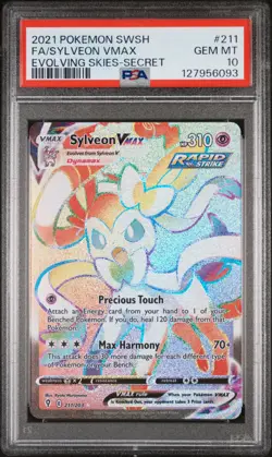 PSA 10 Sylveon VMax 211/203 Secret Rare Rainbow Full Art Evolving Skies Pokemon - Image 1
