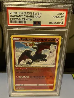 2023 Pokemon Sword & Shield Crown Zenith Radiant Charizard 020/159 PSA 10 Gem - Image 1