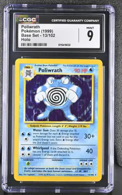 CGC 9 MINT Poliwrath 1999 Base Set 13/102 Holo Pokemon Card - Image 1