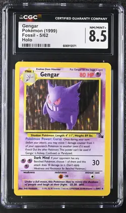 CGC 8.5 Gengar 1999 Fossil 5/62 Holo Pokemon Card - Image 1