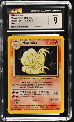 CGC 9 MINT Ninetales 1999 Base Set 12/102 Holo Pokemon Card - Image 1