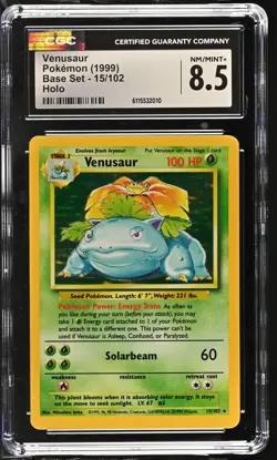 CGC 8.5 Venusaur 1999 Base Set 15/102 Holo Pokemon Card - Image 1