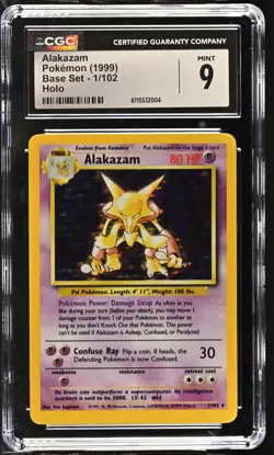CGC 9 MINT Alakazam 1999 Base Set 1/102 Holo Pokemon Card - Image 1
