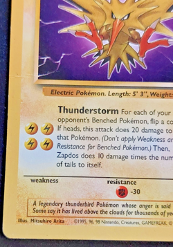 Pokemon TCG Zapdos 30/62 fossil unlimited HP wotc - Image 3