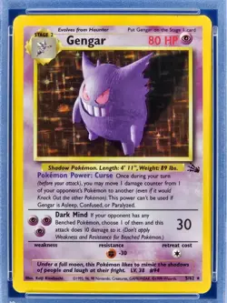 1999 Pokemon Fossil #5 Gengar Holo Unlimited PSA 7 - Image 2