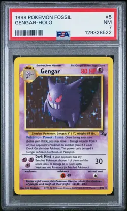 1999 POKEMON FOSSIL #5 GENGAR-HOLO PSA 7 - Image 1