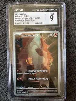 Pokemon Charmander 2023 Scarlet Violet 168/165 Illustration Rare Holo Card CGC 9 - Image 1
