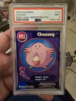 1999 Pokemon Burger King UnPerforated Chansey card # 113 Psa 9 Mint - Image 1
