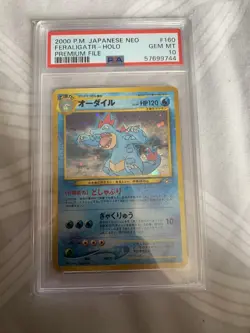 Feraligatr PSA 10 GEM MINT 1999 Pokemon Japanese Neo Genesis Set Rare Holo #160 - Image 1
