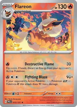 1x Flareon (Master Ball Pattern) - 013/131 - Rare - Reverse Holo NM-Mint Pokemon - Image 1
