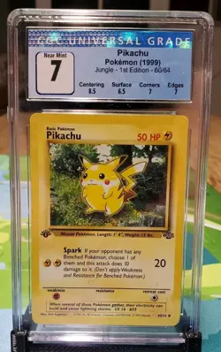 CGC Near Mint 7 Pikachu Pokemon Jungle 1st Edition 60/64 - Image 1