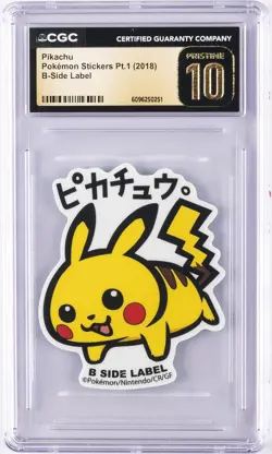 2018 POKEMON STICKERS PT. 1 B-SIDE LABEL PIKACHU CGC 10 PERFECT - Image 1