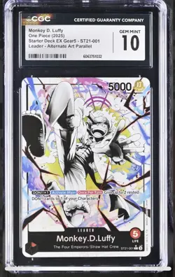2025 ONE PIECE STARTER DECK ST21-001 EX GEAR 5 ALT ART MONKEY D LUFFY CGC 10 - Image 1