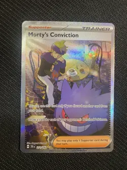 Pokemon Morty's Conviction Full Art Holo Trainer SV05: Temporal Forces 211/162 - Image 1