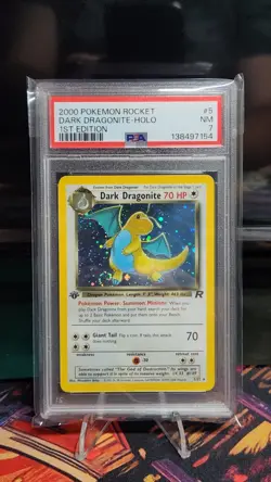 2000 Pokemon Team Rocket Dark Dragonite Holo 1st Edition PSA 7 #5/82 *SWIRL!* - Image 1