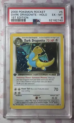 2000 Pokemon 1st Edition Dark Dragonite Holo Rare Team Rocket 5/82 - PSA 7 NM - Image 1